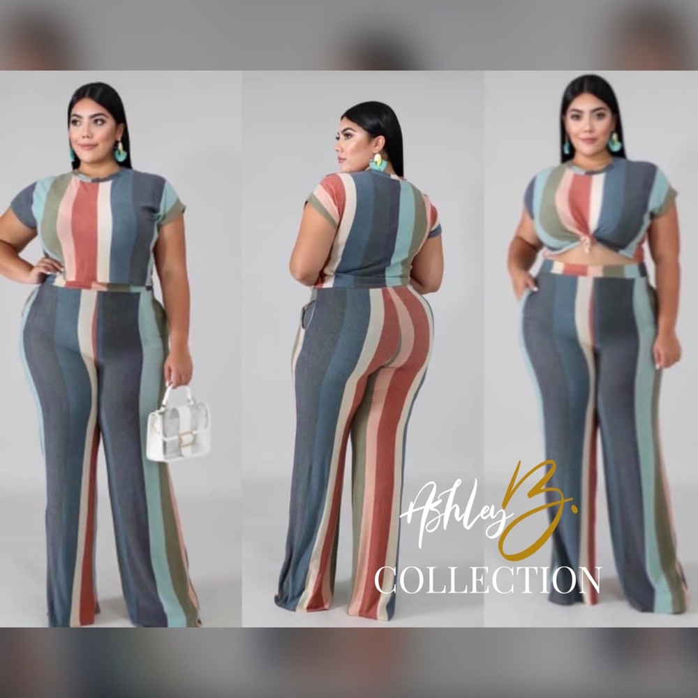 Chic Striped Palazzo Pants Set